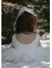 Ivory Lace Tulle Scoop Back Flower Girl Dress